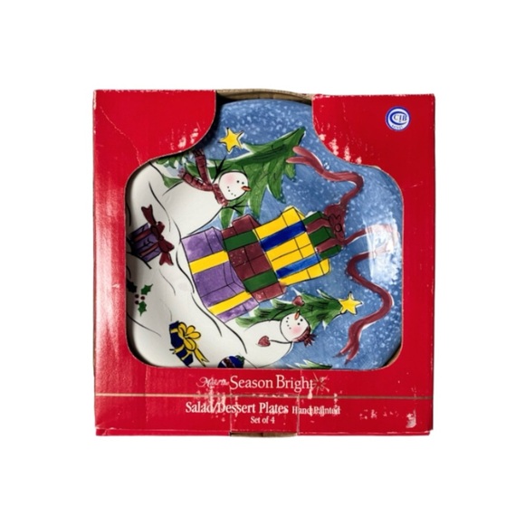 NIB Make the Season Bright Hand Painted 8” Salad/Dessert Plates - Picture 10 of 14